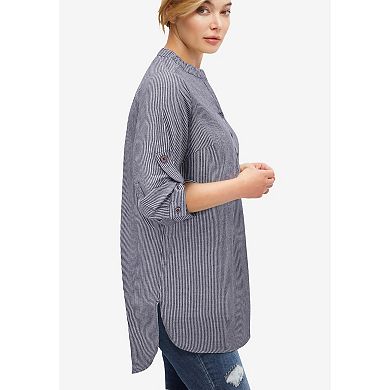ellos Plus Size Breezy Cotton Henley Tunic