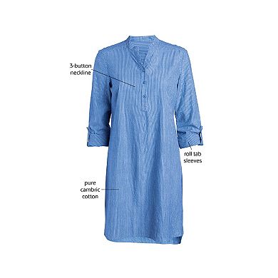 ellos Plus Size Three-Quarter Sleeve Roll Tab Relaxed Fit 100% Cotton Henley Tunic