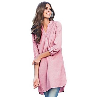 ellos Plus Size Breezy Cotton Henley Tunic