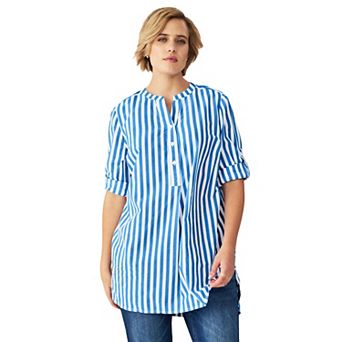 ellos Plus Size Breezy Cotton Henley Tunic