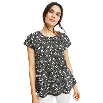 ellos Plus Size Cotton Jersey Slub Cap Sleeve Trapeze Tee