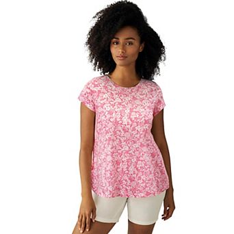 ellos Plus Size Cotton Jersey Slub Cap Sleeve Trapeze Tee