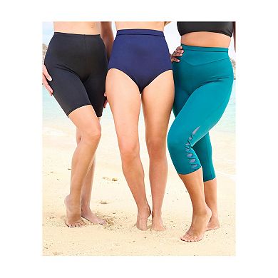 Swim 365 Women's Plus Size High-Waisted Swim Capri With Lattice Detail