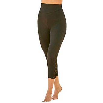 Swim 365 Women's Plus Size High-waisted Swim Capri With Lattice Detail