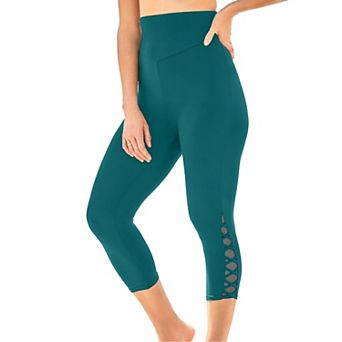 Swim 365 Women's Plus Size High-waisted Swim Capri With Lattice Detail