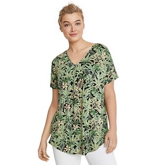 ellos Plus Size V-Neck Tunic With Front Inverted Pleat