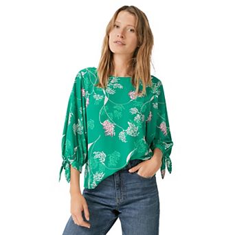 ellos Plus Size 3/4 Tie-Sleeve Blouse