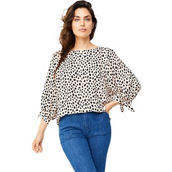 ellos Plus Size 3/4 Tie-Sleeve Blouse