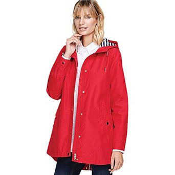 ellos Plus Size Snap-Front Hooded Raincoat
