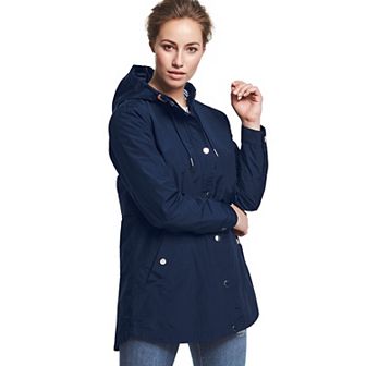 ellos Plus Size Snap-Front Hooded Raincoat