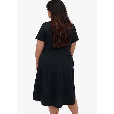 ellos Plus Size Tiered Knit Tee Dress