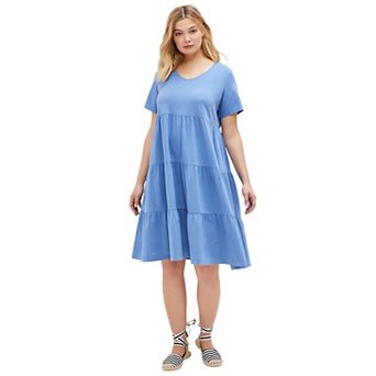 ellos Plus Size Tiered Knit Tee Dress