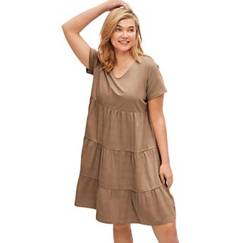 ellos Plus Size Tiered Knit Tee Dress
