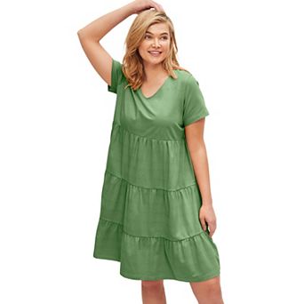 ellos Plus Size Tiered Knit Tee Dress