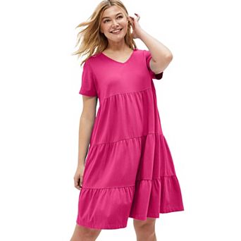 ellos Plus Size Tiered Knit Tee Dress