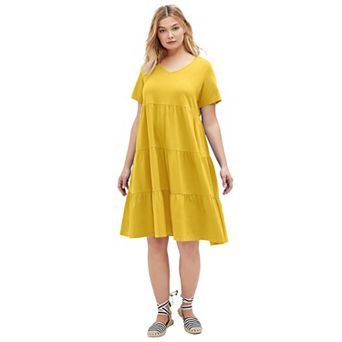 ellos Plus Size Tiered Knit Tee Dress