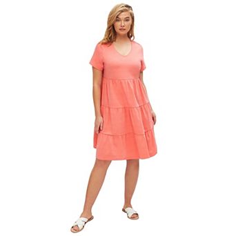 ellos Plus Size Tiered Knit Tee Dress