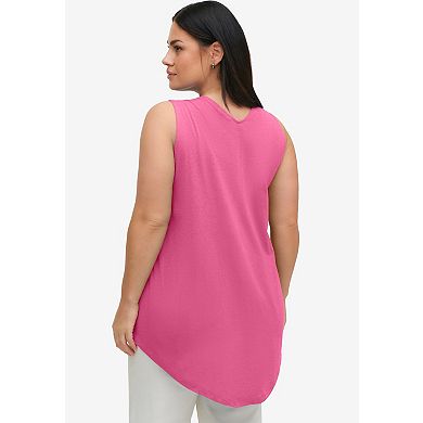 ellos Plus Size Tank Tunic With Inverted Pleat