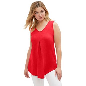 ellos Plus Size Tank Tunic With Inverted Pleat