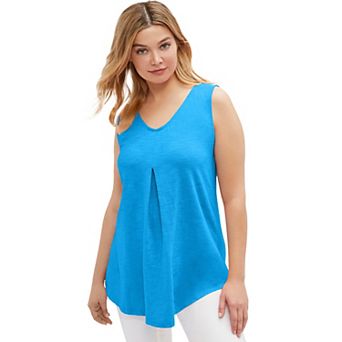 ellos Plus Size Tank Tunic With Inverted Pleat