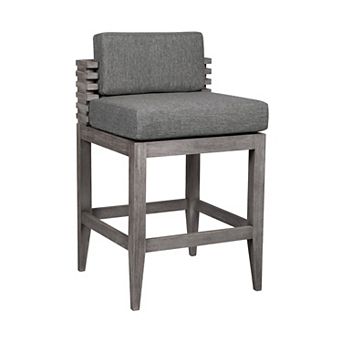 Hida 28 Inch Outdoor Patio Counter Stool Chair, Gray, Olefin Cushions