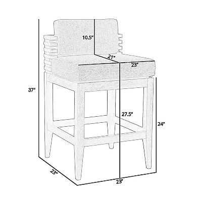 Hida 28 Inch Outdoor Patio Counter Stool Chair, Gray, Olefin Cushions