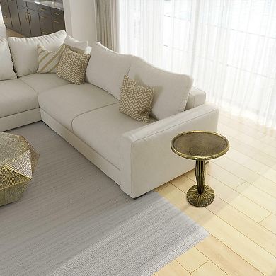 12 Inch Side End Drink Table, Fancy Fluted Base, Round Top, Antique Brass