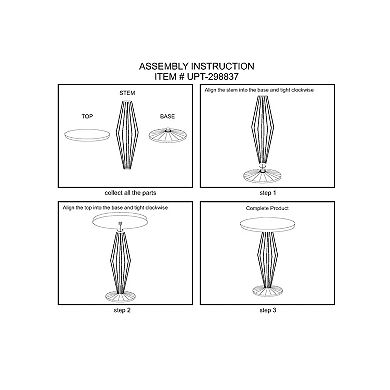 12 Inch Side End Drink Table, Fancy Fluted Base, Round Top, Antique Brass