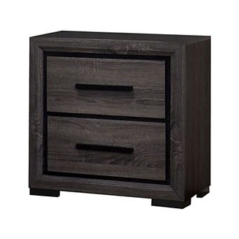 Wooden Nightstand With 2 Drawers And Finger Pull Handle,gray And Black