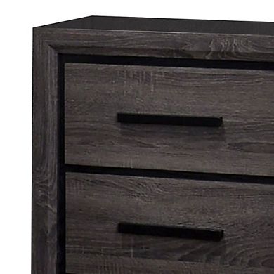 Wooden Nightstand With 2 Drawers And Finger Pull Handle,gray And Black