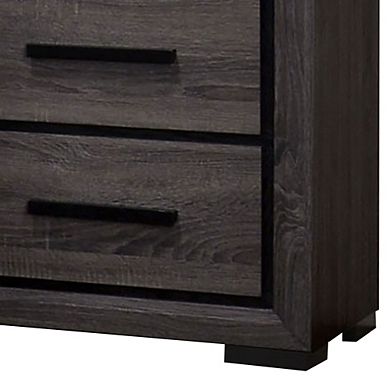 Wooden Nightstand With 2 Drawers And Finger Pull Handle,gray And Black