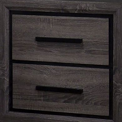 Wooden Nightstand With 2 Drawers And Finger Pull Handle,gray And Black