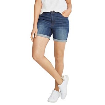 ellos Plus Size Rolled Hem Denim Shorts