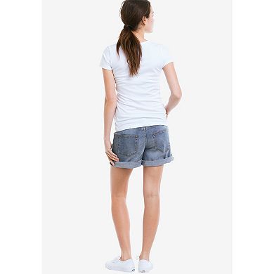ellos Plus Size Rolled Hem Denim Shorts