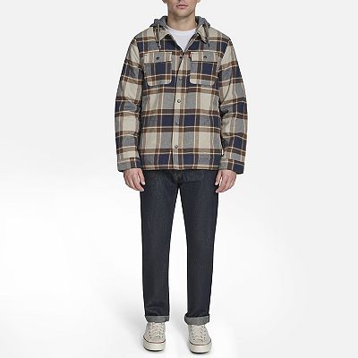 Men's Levi's® Plaid Fleece Hooded Shirt Jacket