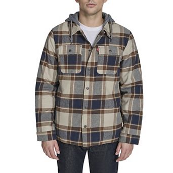 Men's Levi's® Plaid Fleece Hooded Shirt Jacket
