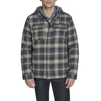 Men's Levi's® Plaid Fleece Hooded Shirt Jacket