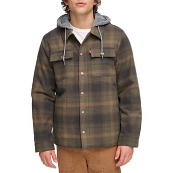 Men's Levi's® Plaid Fleece Hooded Shirt Jacket
