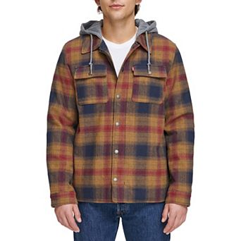 Men's Levi's® Plaid Fleece Hooded Shirt Jacket