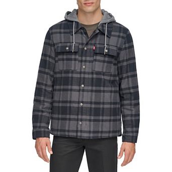 Men's Levi's® Plaid Fleece Hooded Shirt Jacket