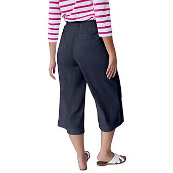 ellos Plus Size Lightweight Wide-Leg Crop Jeans