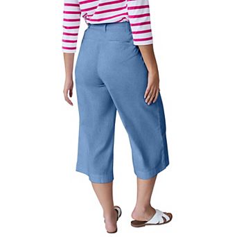 ellos Plus Size Lightweight Wide-Leg Crop Jeans