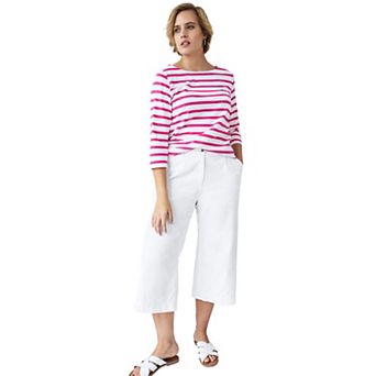 ellos Plus Size Lightweight Wide-Leg Crop Jeans