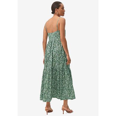 ellos Plus Size Tiered Cotton Maxi Dress