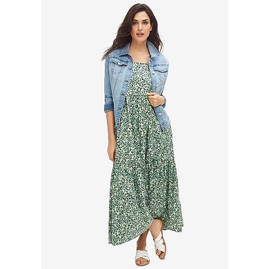 Ellos Plus Size Tiered Cotton Maxi Dress