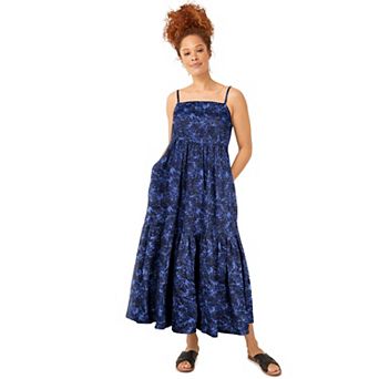 ellos Plus Size Tiered Cotton Maxi Dress
