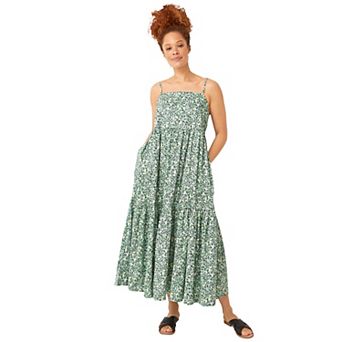 ellos Plus Size Tiered Cotton Maxi Dress