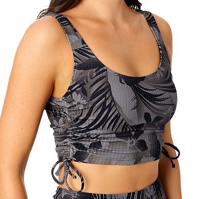 Juniors' Hurley Mahalo Printed Ribbed Side Cinch Tankini Swim Top