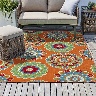 Sonoma Goods For Life Floral Medallion Indoor / Outdoor Area or Throw Rug
