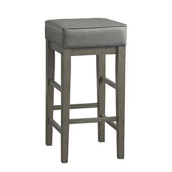 Vin 31 Inch Counter Height Stool, Gray Faux Leather Seat, Wood, Set Of 2